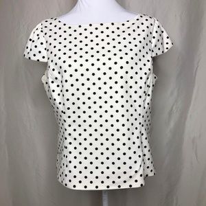 Nine West Off White & Black Polka Dot Top 12